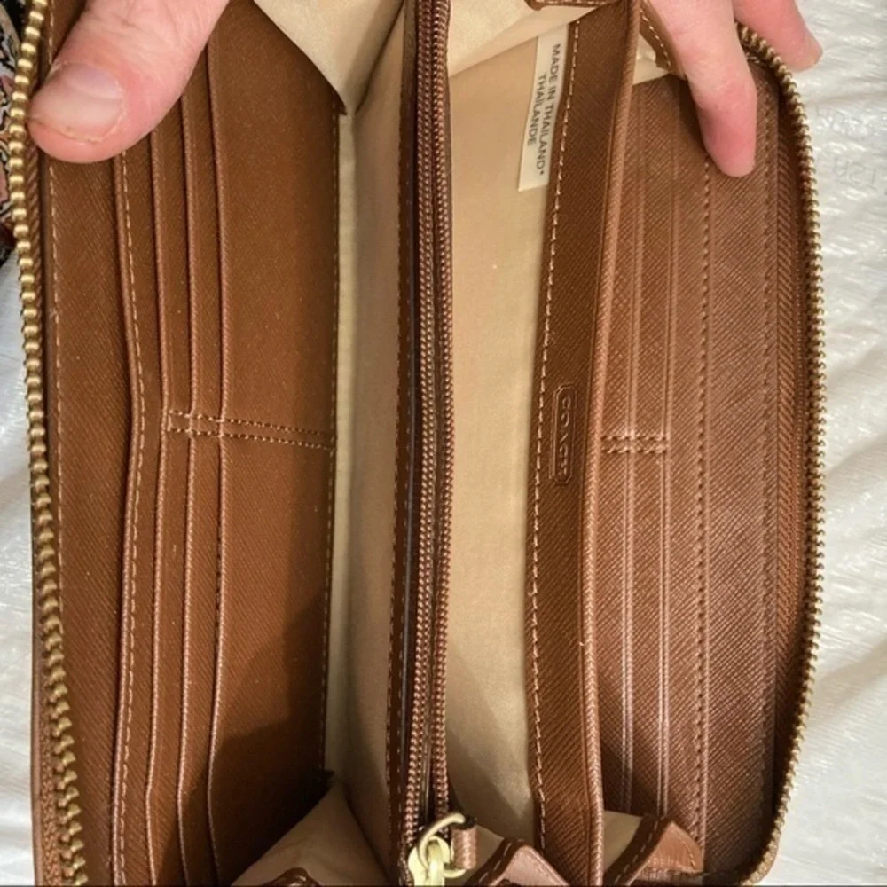 Coach brown embossed leather c wallet